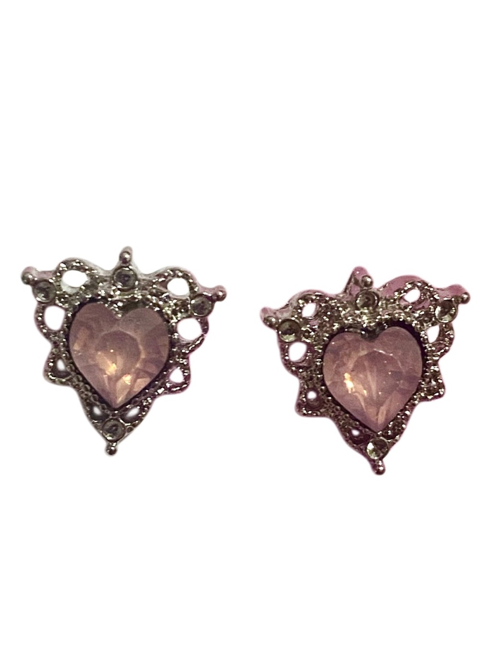Hand Crafted Pink Heart Filigree Stud Earrings - Women Jewelry